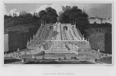 Paris, Cascade De St Cloud (gravering) af English School