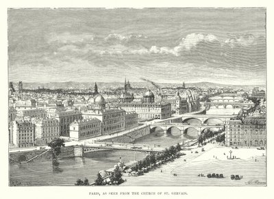 Paris, set fra kirken St Gervais (gravering) af English School