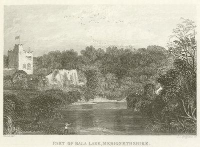 En del af Bala Lake, Merionethshire (gravering) af English School