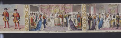 En del af panoramaet af dronning Victorias ægteskab, ca. 1840 (håndfarvet akvatint) af English School