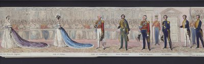 En del af panoramaet af dronning Victorias ægteskab, ca. 1840 (håndfarvet akvatint) af English School