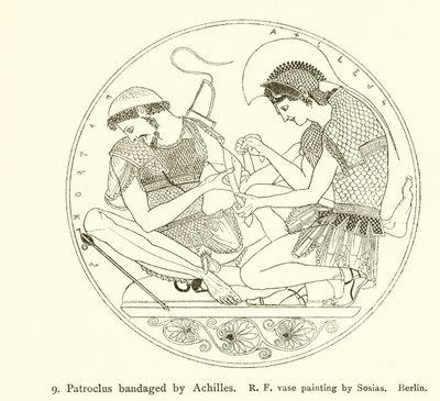 Patroklos bandageret af Achilles af English School