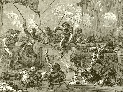 Paul Jones går ombord på Serapis af English School