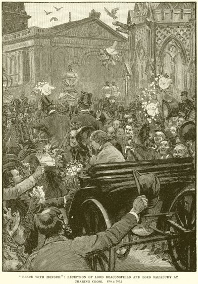 Fred med ære: Modtagelse af Lord Beaconsfield og Lord Salisbury ved Charing Cross af English School