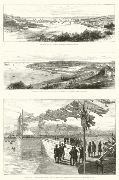 Pembroke Dock, Milford Haven (gravering) af English School