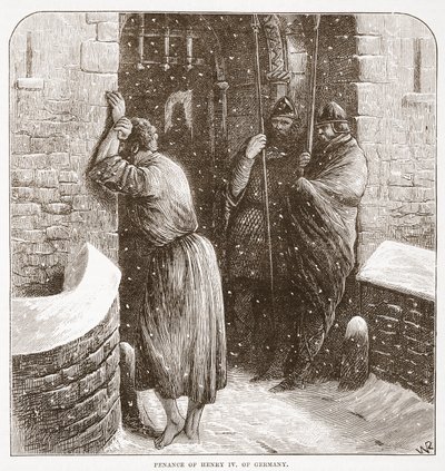 Penance of Henry IV of Germany, illustration fra The History of Protestantism af James Aitken Wylie (1808-1890), pub. 1878 af English School