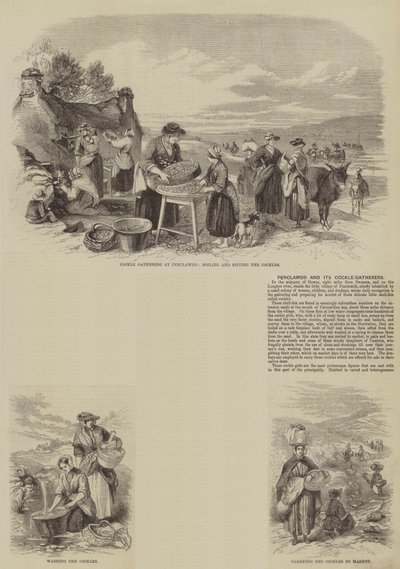 Penclawdd and its Cockle-Gatherers (gravering) af English School