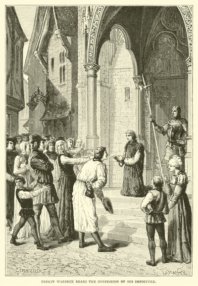 Perkin Warbeck læser tilståelsen af sit bedrageri af English School