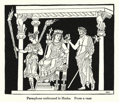 Persephone troner i Hades (litho) af English School