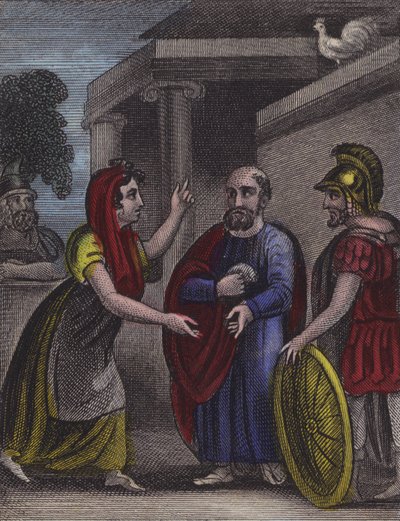 Peter fornægtede sin velsignede Herre ... (farvet indgravering) af English School