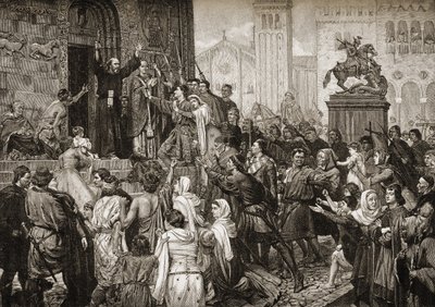 Eremitten Peter (1050-1115) prædikede under det første korstog i 1095 af English School