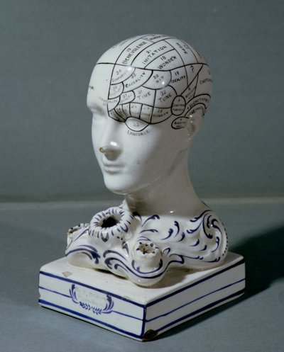 Frenologisk hoved af Dr. Frederick Bridges (porcelæn) af English School