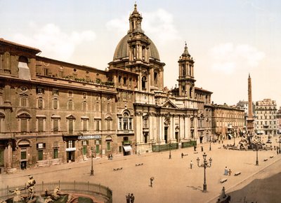 Piazza Navona, Rom (håndfarvet foto) af English School