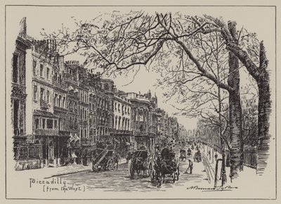 Piccadilly, fra Vesten (gravering) af English School