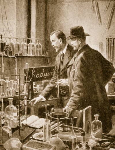 Pierre Curie chatter med Sir William Ramsay af English School