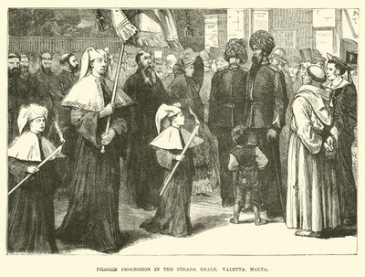 Pilgerprozession in der Strada Reale, Valetta, Malta von English School