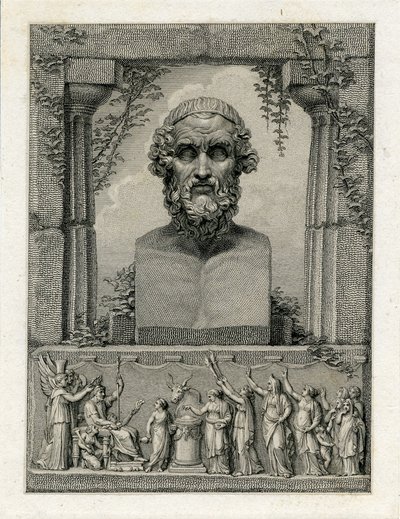 Pindar, oldgræsk lyrisk digter (c.522-c.433 f.Kr.) (gravering) af English School
