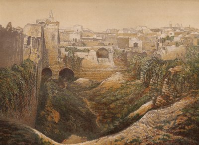 Steder nævnt i Bibelen: The Pool of Bethesda (chromolitho) af English School