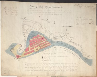 Plan over Port Royal Jamaica, som den stod før jordskælvet af English School