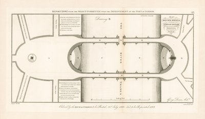 Plan für die London Bridge, die Schiffe durchlassen kann von English School