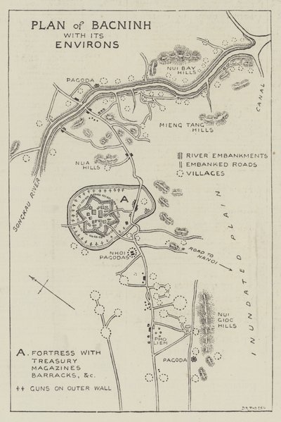 Plan over Bacninh med dets omgivelser (gravering) af English School