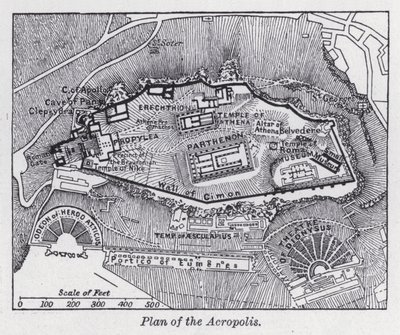 Plan over Akropolis (litho) af English School