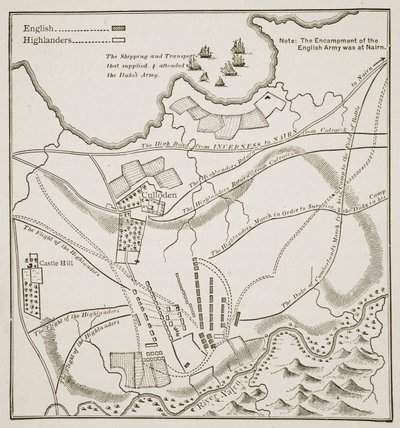 Plan for slaget ved Culloden, 16. april 1746 af English School