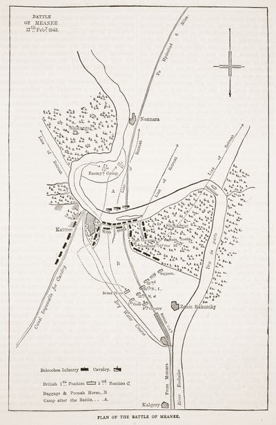 Plan for slaget ved Meeanee, illustration fra Cassell