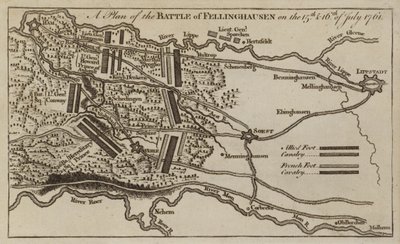 Plan for slaget ved Villinghausen, Tyskland, syvårskrig, 15-16 juli 1761 af English School