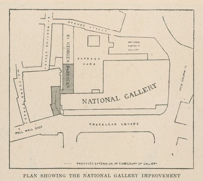 Plan, der viser National Gallery-forbedringen af English School