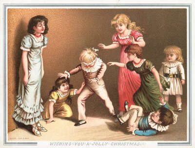 Spiller Blind Mans Buff, julekort af English School