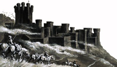 Pontefract Castle i West Ridings, Yorkshire af English School