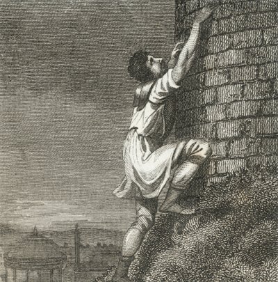 Pontius Comminius klatrer op til citadellet (stik) af English School