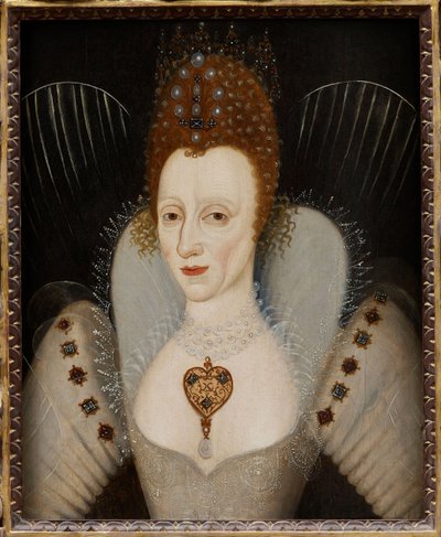 ""Portræt af Dronning Elizabeth I af England"" (Portræt af Dronning Elizabeth I (1533-1603)) Anonymt maleri Circa 1600 privat samling af English School