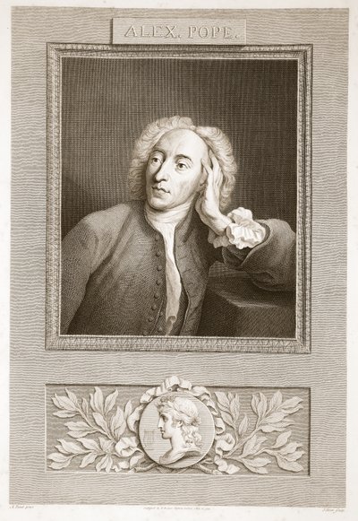 Portræt af Alexander Pope, illustration fra David Humes The History of England, pub. af R. Bowyer, London, 1812 af English School
