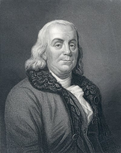Portræt af Benjamin Franklin, ca. 1833 af English School
