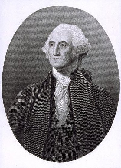 Portræt af George Washington (1732-1799) (kobberstik) af English School
