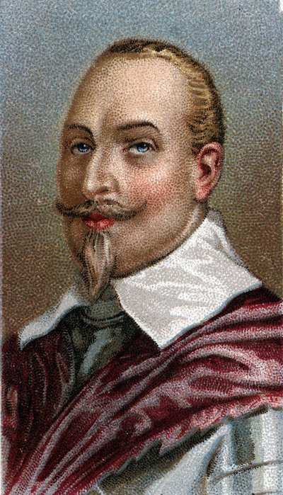 Portræt af Gustavus Adolphus af Sverige - Portræt af Gustave II Adolphe, konge af Sverige (1594-1632) - Fra serien "" Leaders of Men"" - Chromolithography - English School, 20. århundrede - af English School