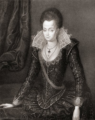 Portræt af Lady Arabella Stuart (1575-1615) fra Lodges British Portraits, 1823 af English School
