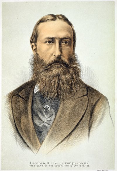 Portræt af Leopold II (1835-1909), konge af Belgien (1865-1909) af English School