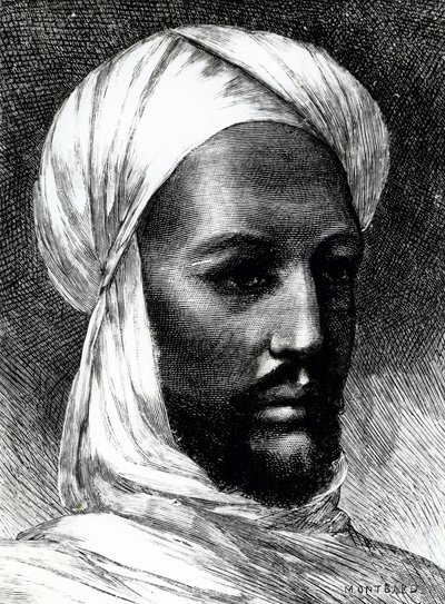 Portræt af Muhammad Ahmad (1844-1885), kendt som Mahdi, leder af dervisher i krig mod briterne i 1884, kolonikrige, Sudan af English School
