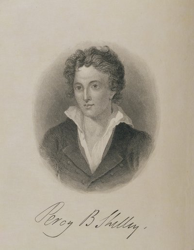 Portræt af Percy Bysshe Shelley (1792-1822), af English School