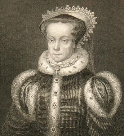 Portræt af Queen Mary I (gravering) af English School