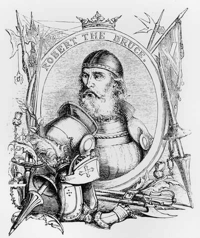Portræt af Robert the Bruce (1274-1329) (gravering) (bw foto) af English School