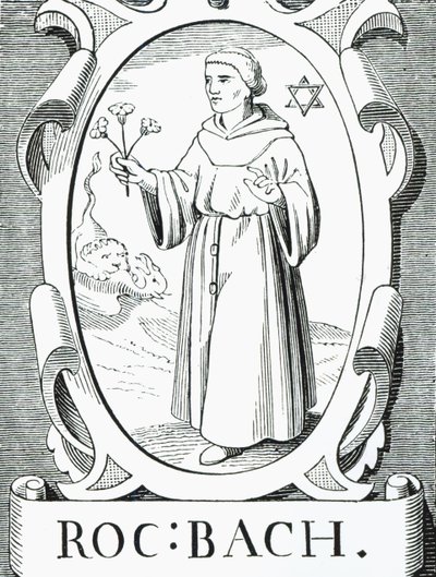 Portræt af Roger Bacon (ca. 1220-92), illustration fra Videnskab og litteratur i middelalderen og renæssancen, skrevet og indgraveret af Paul Lacroix, 1878 af English School