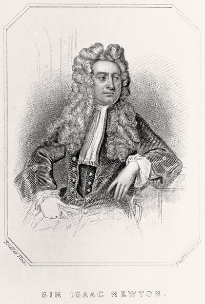 Portrait of Sir Isaac Newton, 1835dani af English School