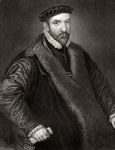 Portræt af Sir Nicholas Bacon (1510-1579) fra Lodges British Portraits, 1823 af English School