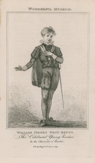 Portræt af William Henry West Betty som Hamlet af English School
