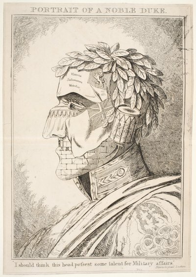 Portræt af en ædel hertug, jeg skulle tro, at dette hoved besidder noget talent for militære anliggender, pub Thos McLean, 1829 af English School