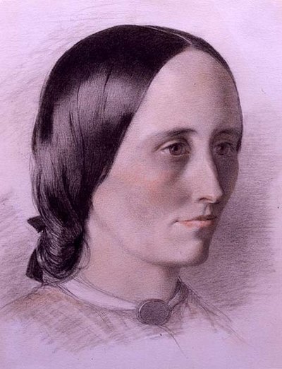 Portræt af en kvinde, ca. 1840 (farvet kridt på papir) af English School